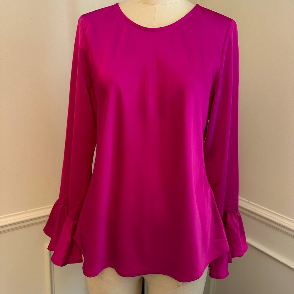 J Crew hot Pink ruffle top